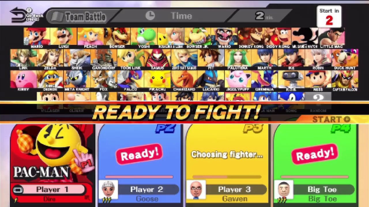 Super Smash Bros. For Wii U Ranked Online Wi-Fi Team Battle / Match / Fight - Playing As Pac-Man