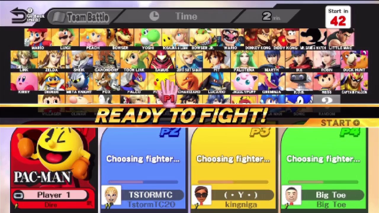 Super Smash Bros. For Wii U Ranked Online Wi-Fi Team Battle / Match / Fight - Playing As Pac-Man