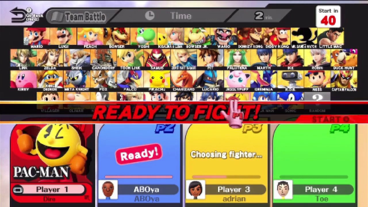 Super Smash Bros. For Wii U Ranked Online Wi-Fi Team Battle / Match / Fight - Playing As Pac-Man
