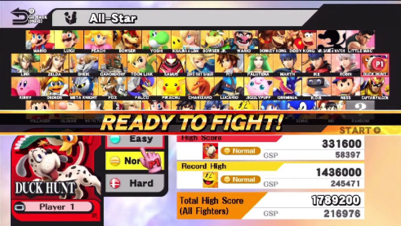 Super Smash Bros. For Wii U All-Star Mode Let's Play / PlayThrough / WalkThrough Part - Playing As Duck Hunt