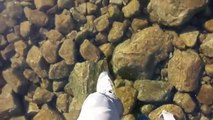 Walking on beautiful clean ice in Slovakian Mountains