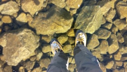Walking on beautiful clean ice in Slovakian Mountains