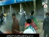 Real face of PTI Arif Alvi threaten to Police & workers torched tires in Karachi