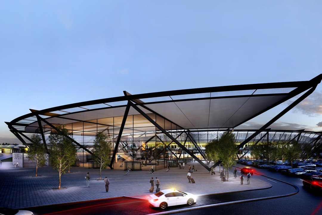 Première pierre du terminal 1 de l'aéroport de Lyon-Saint-Exupéry