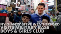 NY Giants' Steve Weatherford Visits Military Base Boys & Girls Club