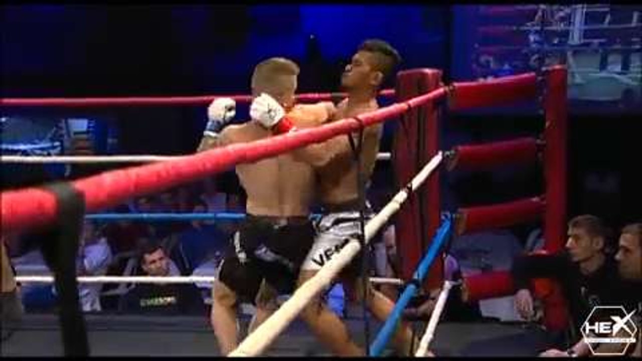 Jordan Cameron spinning-elbow KO at Hex Fight Series 1