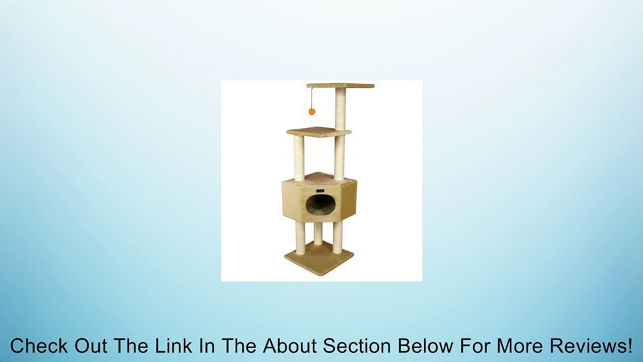 Armarkat 52-Inch Wooden Step Cat Tower Tree Condo Scratcher Kitten House-Beige Review