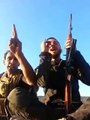 Syrian soldiers singing, surprised by rocket explosion!