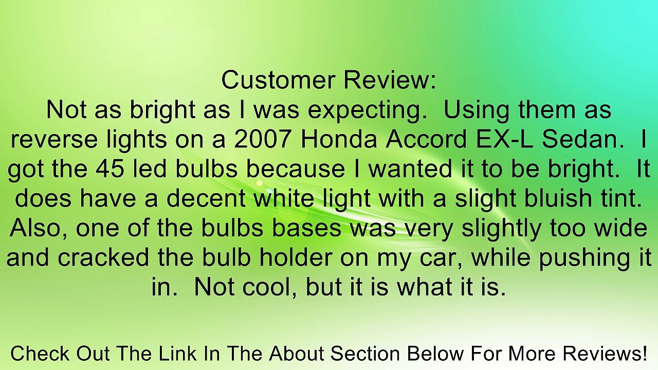 Amico 2 Pcs Car White 1210 3528 SMD 45-LED 7440 Backup Reverse Light Lamp Bulb Review