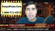 Kansas Jayhawks vs. Utah Utes Free Pick Prediction NCAA College Basketball Odds Preview 12-13-2014