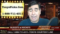 Houston Rockets vs. Denver Nuggets Free Pick Prediction NBA Pro Basketball Odds Preview 12-13-2014