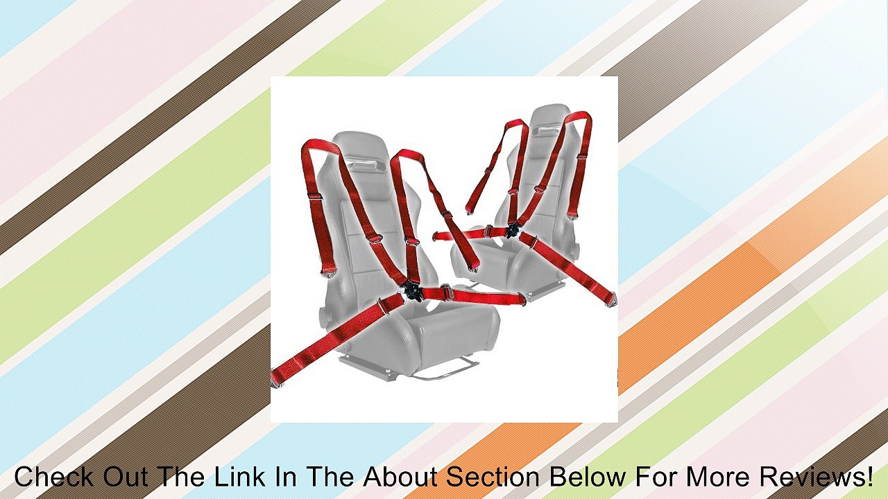 Pair of Red Seat Belt Harnesses, 2" Inches Wide, 4 Point Camlock Cam Lock Review