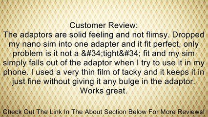 NOOSY 3 X Nano SIM to Micro/Standard Card Adaptors Adapter Tray Holder Bundle for Newest Apple iPhone 5 4S 4G 3GS 3G Review