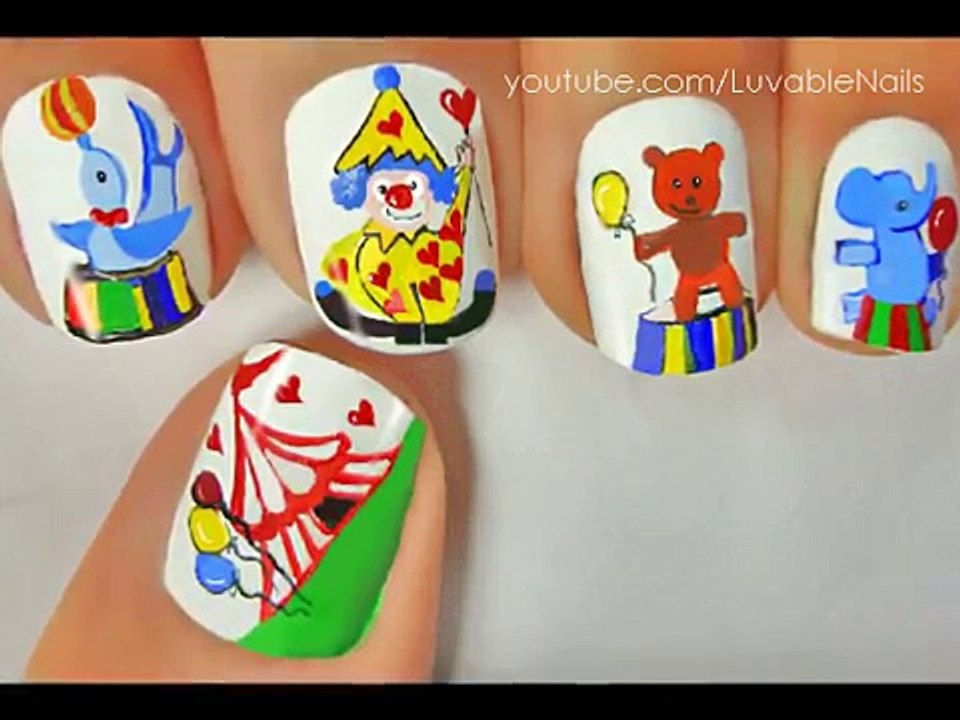 Carnival Circus Clown nail art - nail designs cute nail art