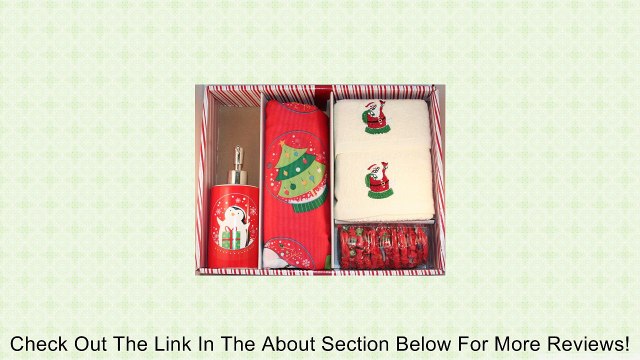 Santa's Globe Shower Curtain Set w/ hooks, lotion pump and 2 hand towels Review