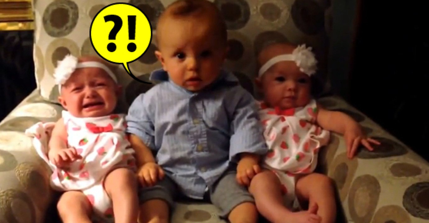 Adorably Confused Baby Meets Cute Baby Twins