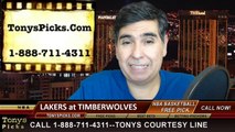 Minnesota Timberwolves vs. LA Lakers Free Pick Prediction NBA Pro Basketball Odds Preview 12-14-2014