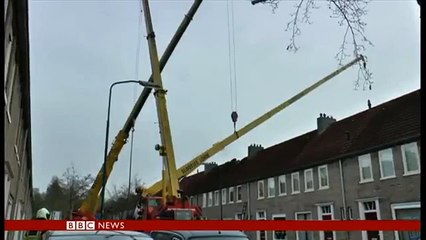 أراد طلب يدها بطريقة مميزة فسقطت رافعة على منزل