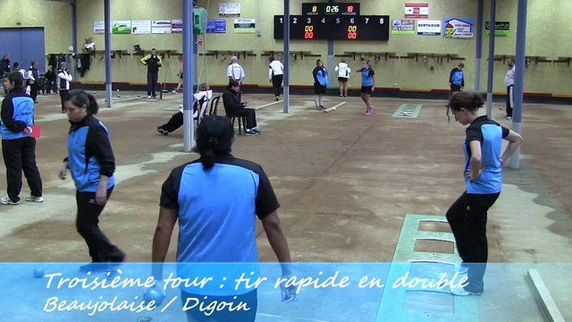Troisième tour, tir rapide en double, La Beaujolaise contre Digoin, Sport Boules, J5 Elite 2014 2015