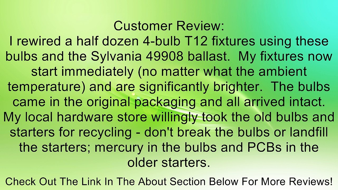 Philips 281576 - F32T8/TL741/ALTO - 32 Watt - T8 - 36,000 Hours - 2,600 Lumens - 4100K - 700 Series Phosphors - Case of 30 Review