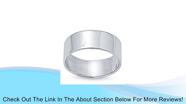 925 Sterling Silver Flat Cigar Wedding Band Ring (Polished) - 8 MM-12 Review