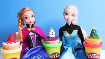 Frozen Christmas Cupcakes Decorations DIY Play Doh Cupcake Playset How To make Playdough Xmas Cakes