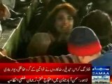 PTI workers misbehave their own female workers at charing cross in Lahore strike