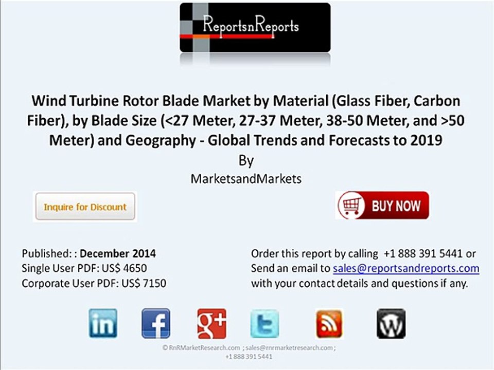Premium Insight of Wind Turbine Rotor Blade Market Forecast to 2019
