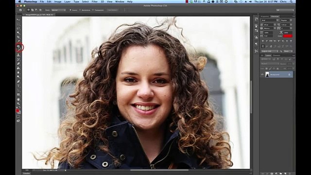 PhotoShop CS5 Tutorial removing blemishes pimples how to fix face skin of portraits technique