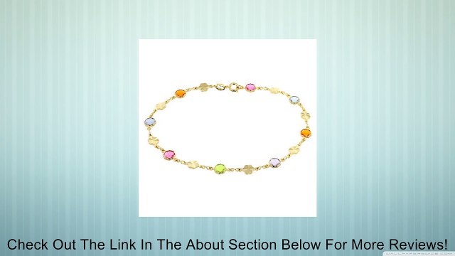 9 Multi-Color Flower Shape Crystal Yellow Gold Plated Anklet Bracelet Review