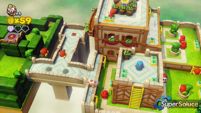 Captain Toad Treasure Tracker : Cheminement, récupération des 3 Super Diamants et Défi Bonus du niveau 06 \ Bourg Maskass\