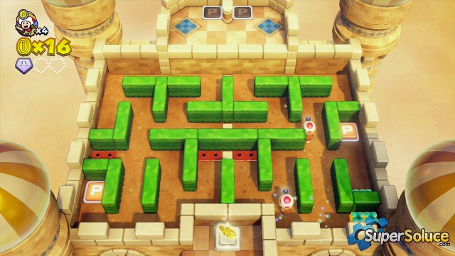 Captain Toad Treasure Tracker : Cheminement, récupération des 3 Super Diamants et Défi Bonus du niveau 05 \ Palais de la double cerise\