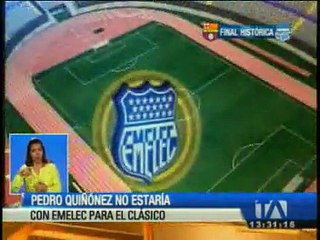 Emelec no contará con Pedro Quiñónez para el clásico