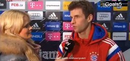 Thomas Muller reaction on Bayern vs Freiburg 2-0 Bundesliga 16-12-2014