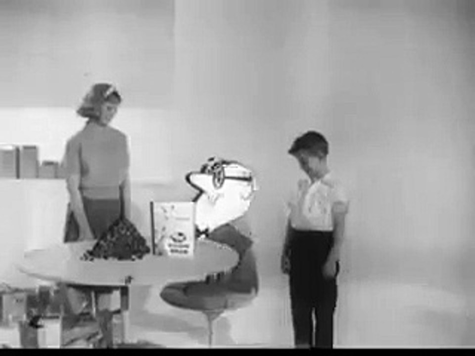 VINTAGE EARLY 60s POST RAISIN BRAN AD ~ ANIMATED RAISIN BRAN COUNTER WITH UNWASHED ANIMATED HANDS