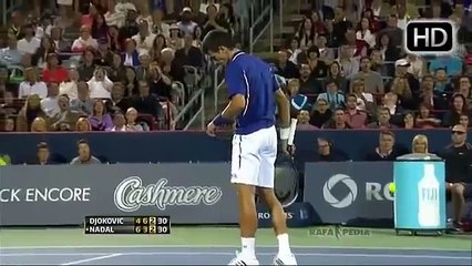 Rafael Nadal hits Novak Djokovic in his face RogersCup Montreal 2013