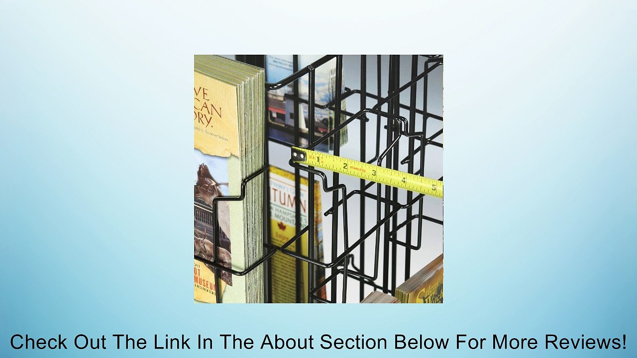 Wire Literature Display for Counter, Rotating Brochure Rack with 16 Full-View Pockets for 4x9 Pamphlets, Plastic Sign Holder Included - Black Review