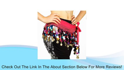 Red Fashion Shining Multi Color Sequins Coin Belly Dance Hip Scarf Review