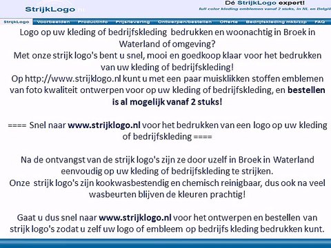 Logo kleding bedrijfskleding bedrukken Broek in Waterland