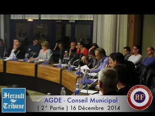 AGDE - 2014 - ( 2 ) CONSEIL MUNICIPAL 16 DECEMBRE 2014