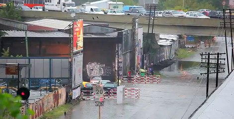 Tsunami près d'un passage à niveau