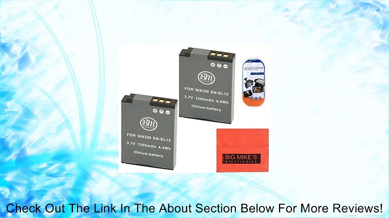 Pack Of 2 EN-EL12 Batteries for Nikon Coolpix AW100 AW110 AW120 S31 S800C S6100 S6200 S6300 S8100 S8200 S9050 S9100 S9200 S9300 S9400 S9500 S9700 P300 P310 P330 P340 S1100PJ S1200PJ Digital Camera + More!! Review