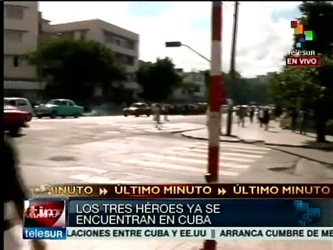 Cubanos festejan en La Habana la liberación de los tres héroes