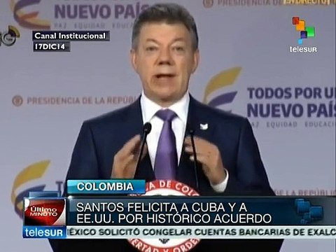 Juan Manuel Santos celebra histórico acuerdo Cuba-EE.UU.