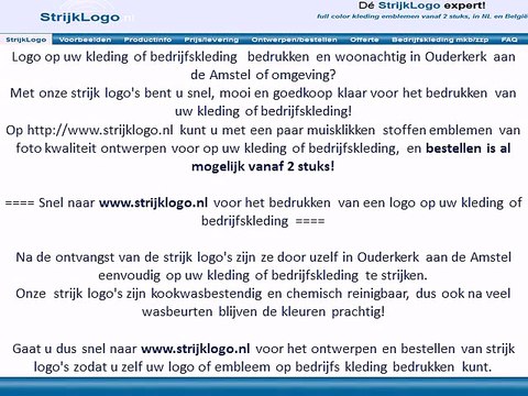 Logo kleding bedrijfskleding bedrukken Ouderkerk aan de Amstel