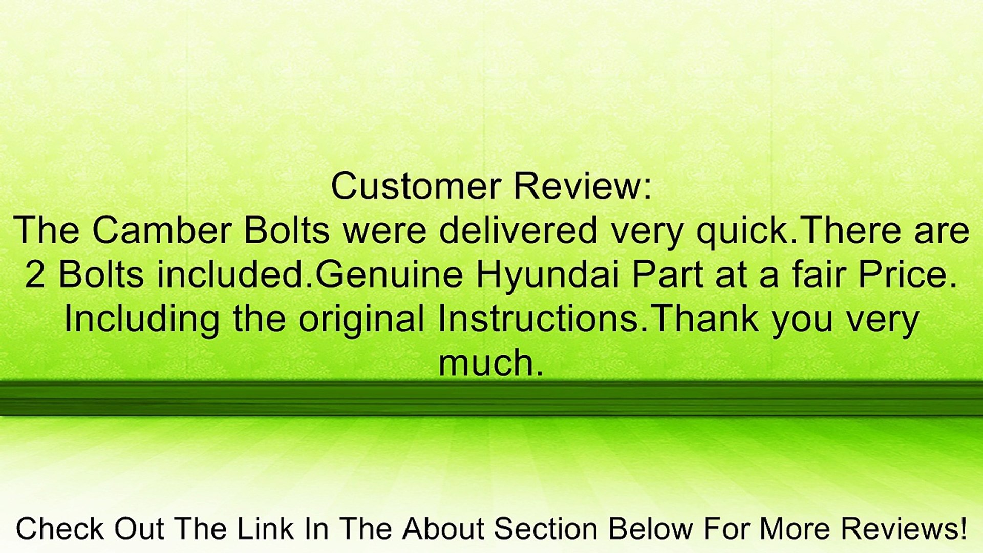 Genuine Hyundai Parts 00118-2M001 Camber Bolt for Hyundai Genesis Coupe