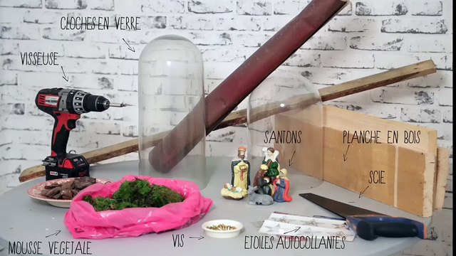 DIY Décoration de Noël fabriquer une crèche sous cloche