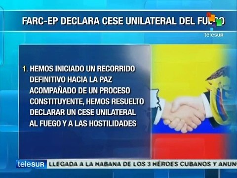 FARC declara cese al fuego a través de un comunicado