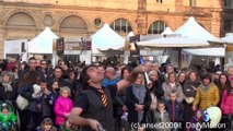 Street Performer Juggles Alight Torches. Seen in Turin, Italy
