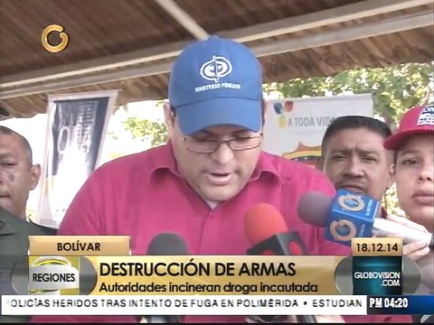 1076 armas han sido destruidas en Bolívar durante 2014